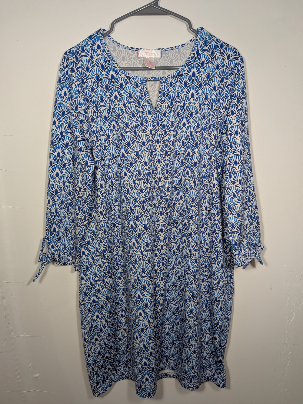 Stella Parker Cool Tide Tiles UPF 50 Tunic Dress Blue White Seashell